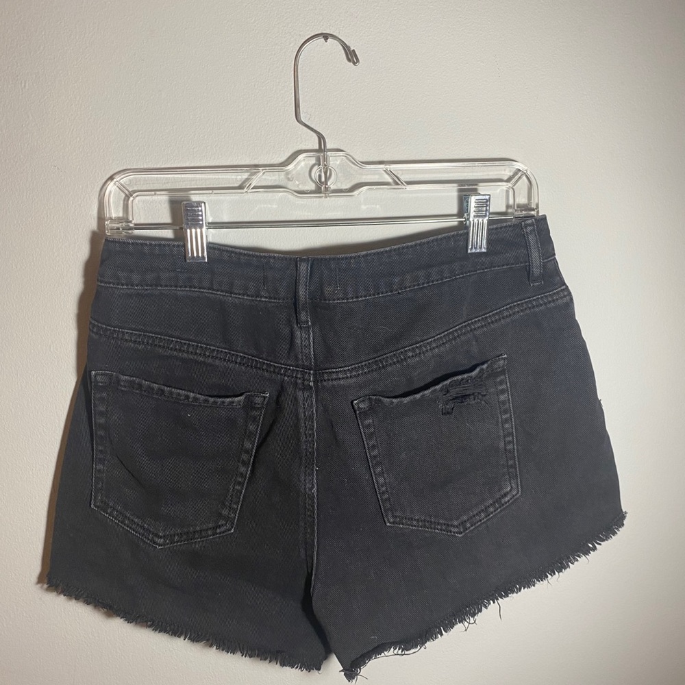 PACSUN BLACK DENIM RIPPED SHORTS - Picture 2 of 2